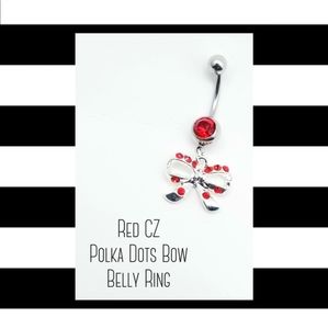 5/$10 | Red CZ Polka Dots Bow Belly Ring